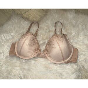 Vintage Vassarette Embroidered Mesh Demi Bra Lined UW Womens 38B Beige 75-233
